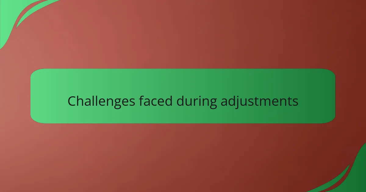 Challenges faced during adjustments