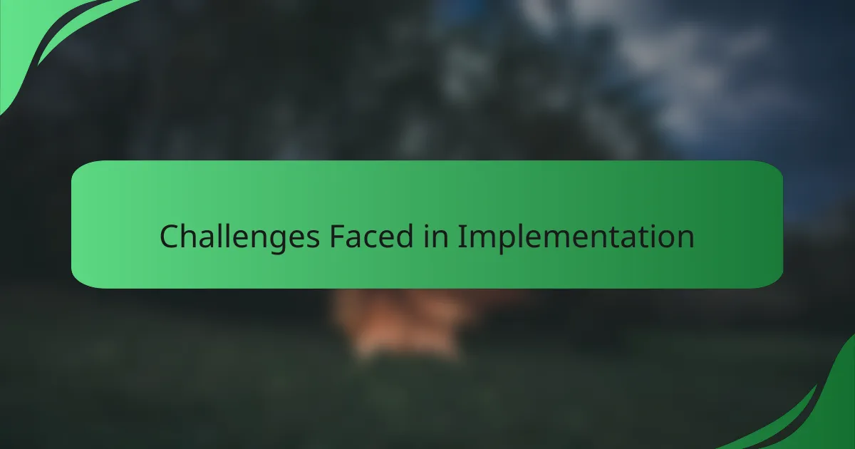 Challenges Faced in Implementation