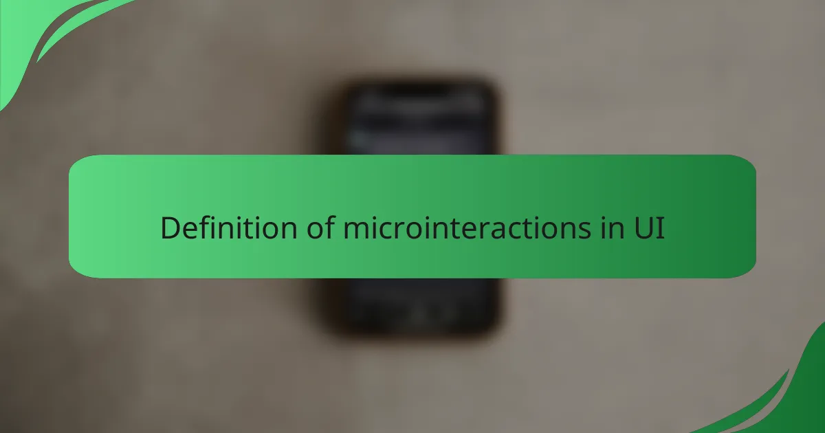Definition of microinteractions in UI