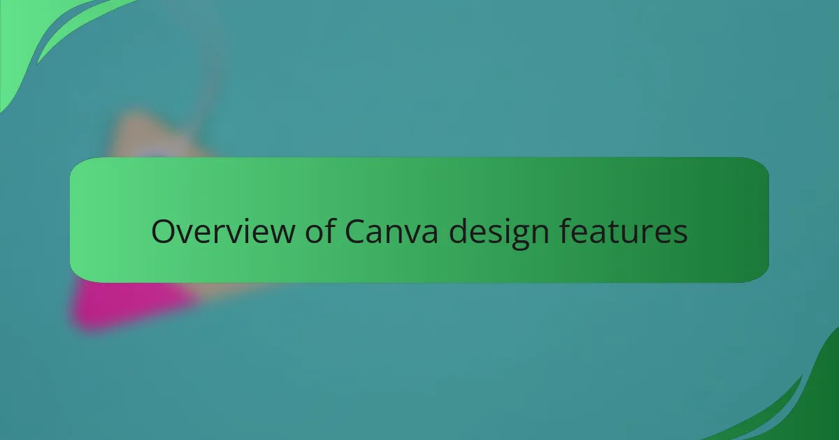Overview of Canva design features
