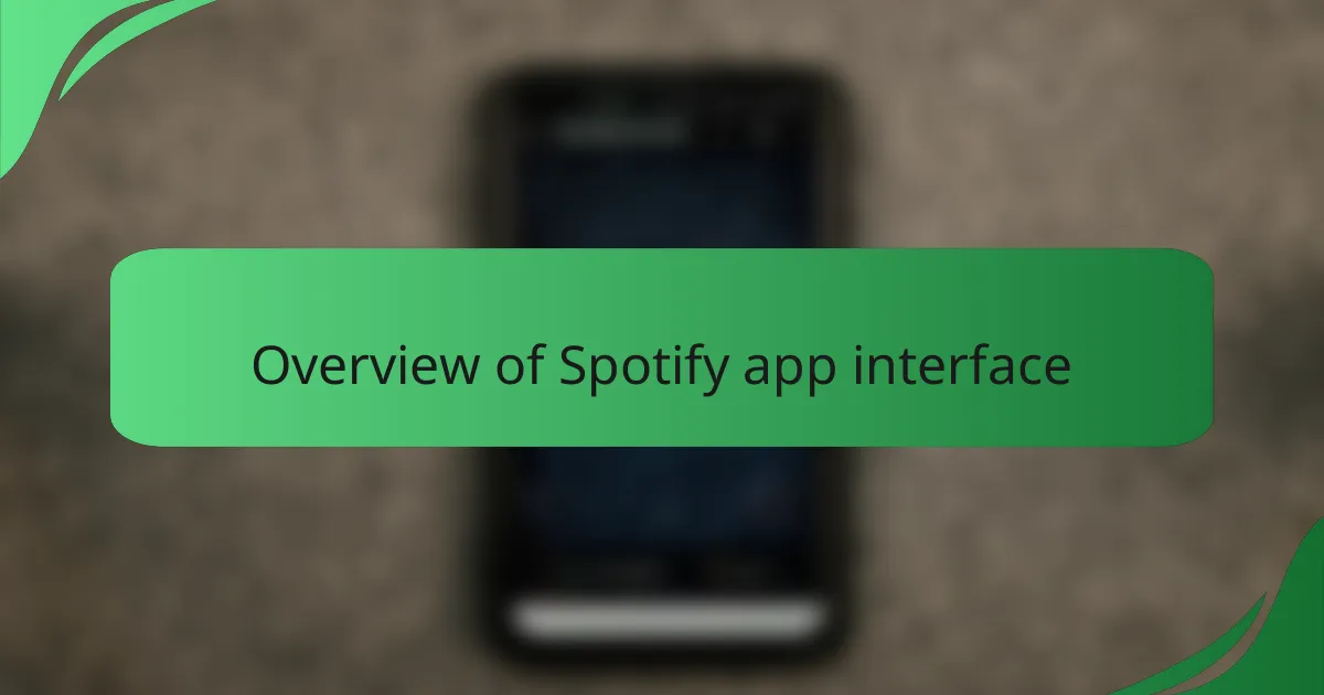 Overview of Spotify app interface