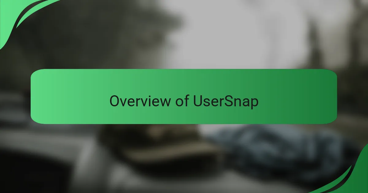 Overview of UserSnap