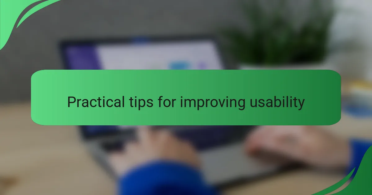 Practical tips for improving usability