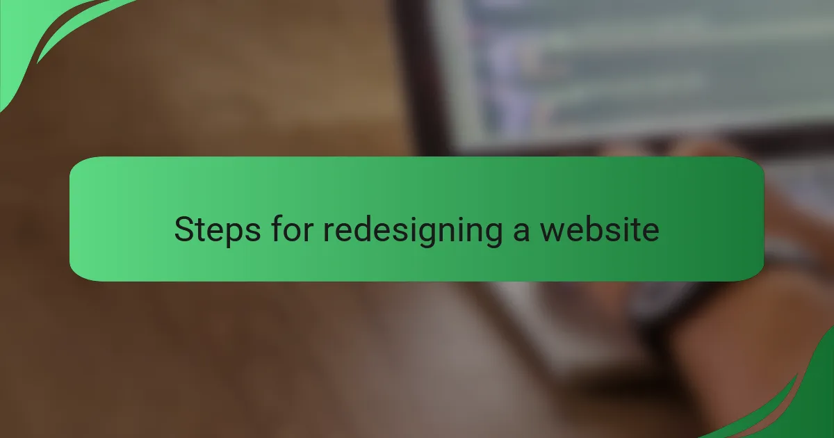 Steps for redesigning a website